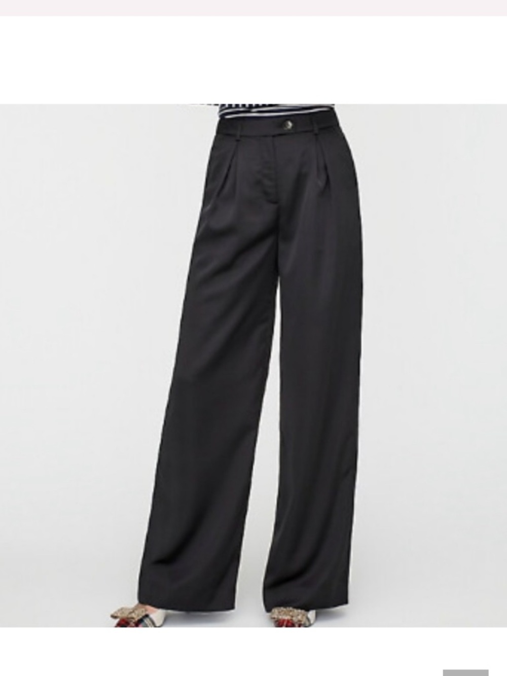 J. Crew Gracie Collection Black High-Rise Wide-Leg Pants Trousers Sz 8 NWT
